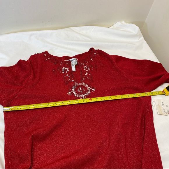 NWT Joseph A Red Knit Sequins Top Size 1X - Picture 4 of 13